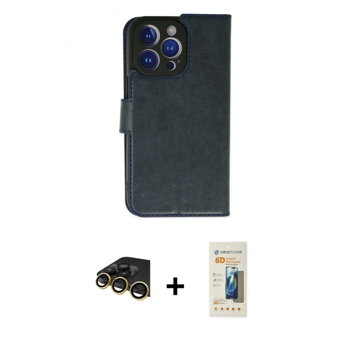 MARSİLYAN™- iPhone 14 Pro Max Kılıf Siluet Işık Serisi - Siyah 6D Mat Seramik Hayalet Nano Ekran Koruyucu + Raze Metal Kamera Lens - GD