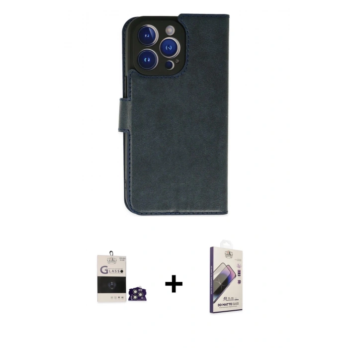 MARSİLYAN™- iPhone 14 Pro Max Kılıf Siluet Işık Serisi - Siyah Bilvis 3D Mat Cam Ekran Koruyucu + Bilvis Titan Kamera Lens - GS