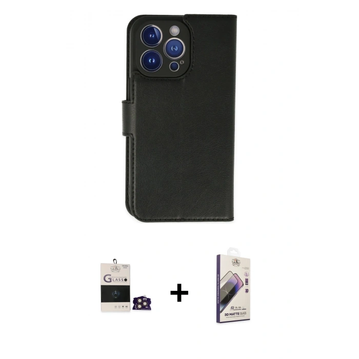 MARSİLYAN™- iPhone 14 Pro Max Kılıf Siluet Işık Serisi - Siyah Bilvis 3D Mat Cam Ekran Koruyucu + Bilvis Titan Kamera Lens - GD
