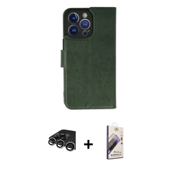 MARSİLYAN™- iPhone 14 Pro Max Kılıf Siluet Işık Serisi - Siyah Bilvis 3D Mat Cam Ekran Koruyucu + Raze Metal Kamera Lens - GS