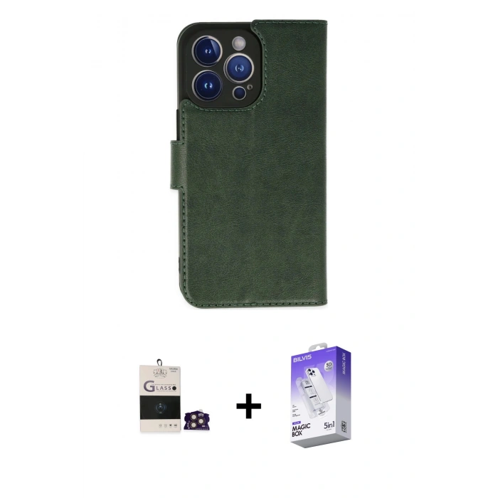 MARSİLYAN™- iPhone 14 Pro Max Kılıf Siluet Işık Serisi - Siyah Bilvis 5in1 3D Magic Cam Ekran Koruyucu + Bilvis Titan Kamera Lens - GD