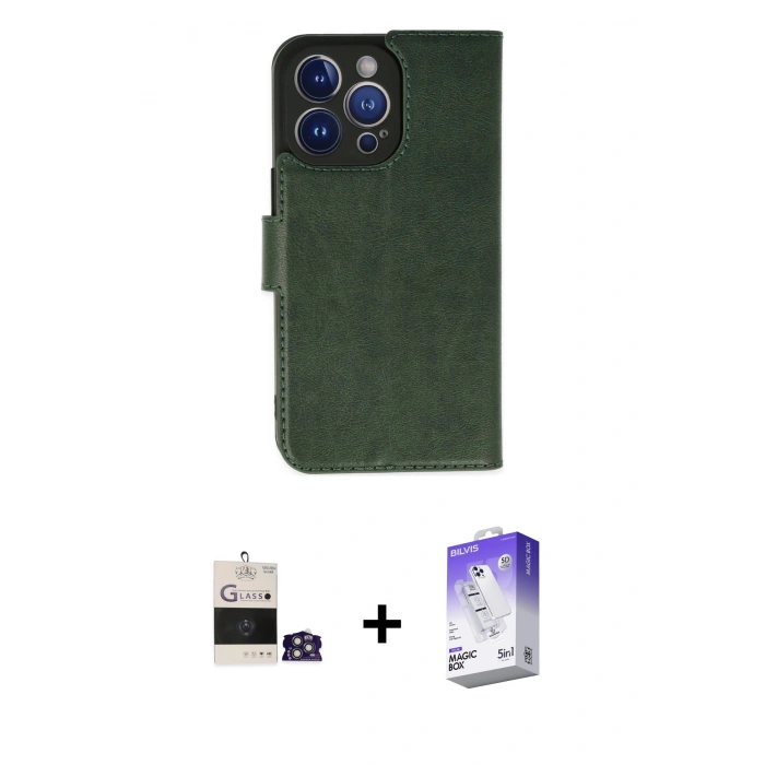 MARSİLYAN™- iPhone 14 Pro Max Kılıf Siluet Işık Serisi - Siyah Bilvis 5in1 3D Magic Cam Ekran Koruyucu + Bilvis Titan Kamera Lens - GS