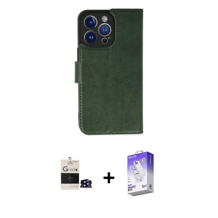 MARSİLYAN™- iPhone 14 Pro Max Kılıf Siluet Işık Serisi - Siyah Bilvis 5in1 3D Magic Cam Ekran Koruyucu + Bilvis Titan Kamera Lens - SH