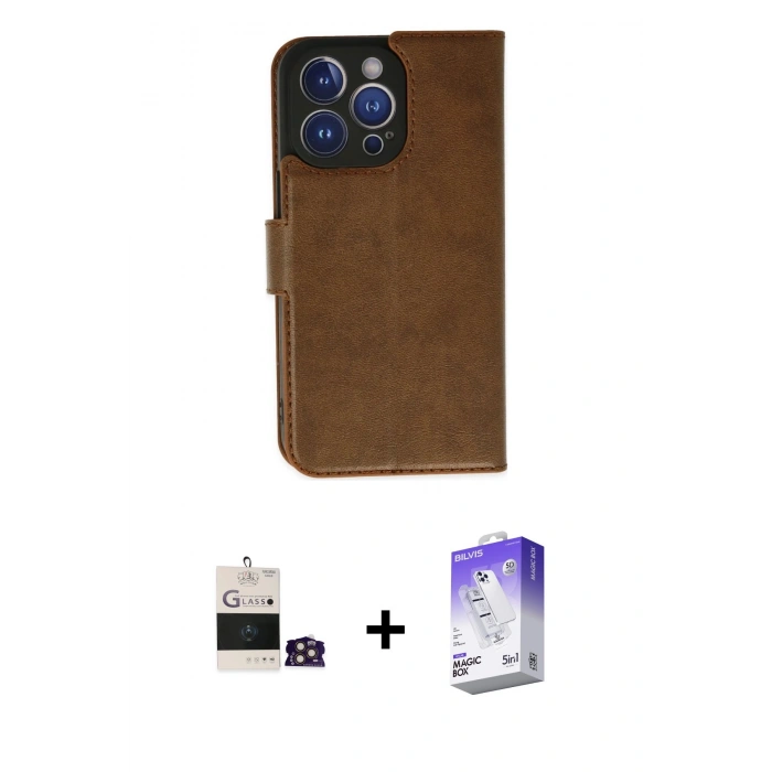 MARSİLYAN™- iPhone 14 Pro Max Kılıf Siluet Işık Serisi - Siyah Bilvis 5in1 3D Magic Cam Ekran Koruyucu + Bilvis Titan Kamera Lens - GD