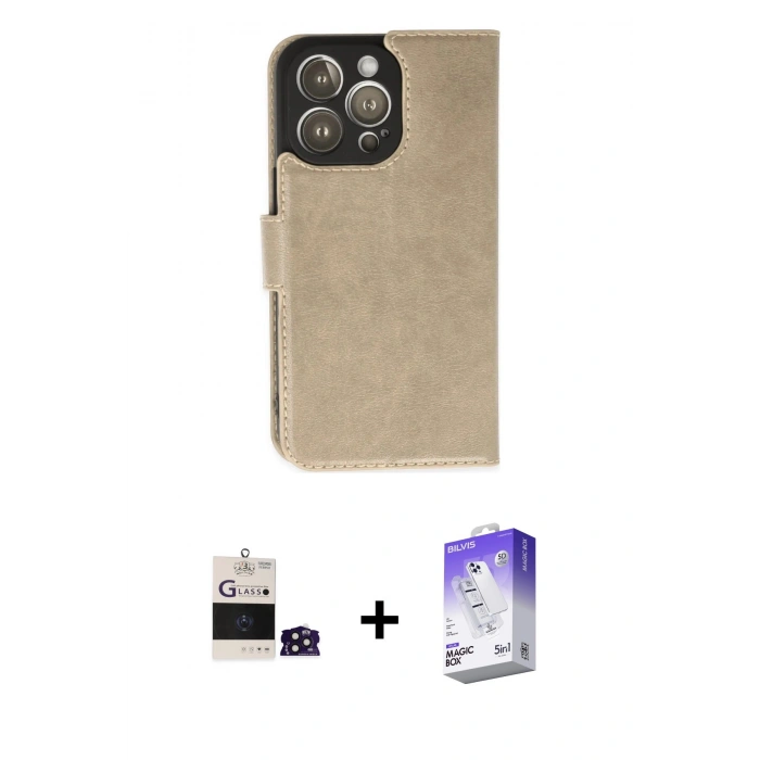 MARSİLYAN™- iPhone 14 Pro Max Kılıf Siluet Işık Serisi - Siyah Bilvis 5in1 3D Magic Cam Ekran Koruyucu + Bilvis Titan Kamera Lens - DNMR