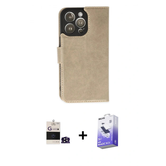 MARSİLYAN™- iPhone 14 Pro Max Kılıf Siluet Işık Serisi - Siyah Bilvis 5in1 5D Magic Hayalet Cam Ekran Koruyucu + Derin Mor Bilvis Titan Kamera Lens