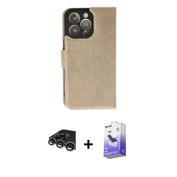 MARSİLYAN™- iPhone 14 Pro Max Kılıf Siluet Işık Serisi - Siyah Bilvis 5in1 5D Magic Hayalet Cam Ekran Koruyucu + Raze Metal Kamera Lens - GS
