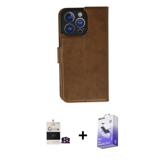 MARSİLYAN™- iPhone 14 Pro Max Kılıf Siluet Işık Serisi - Siyah Bilvis 5in1 5D Magic Hayalet Cam Ekran Koruyucu + Bilvis Titan Kamera Lens - GD
