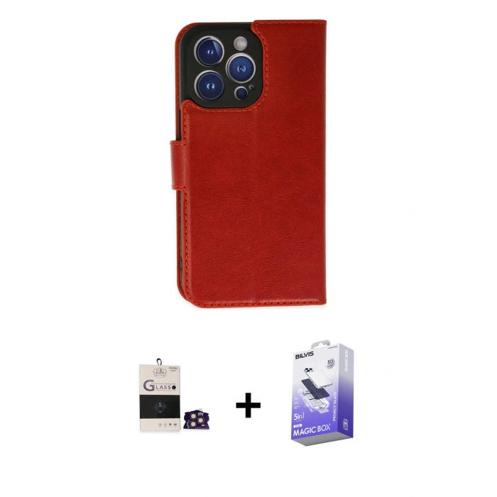 MARSİLYAN™- iPhone 14 Pro Max Kılıf Siluet Işık Serisi - Siyah Bilvis 5in1 5D Magic Hayalet Cam Ekran Koruyucu + Bilvis Titan Kamera Lens - GD