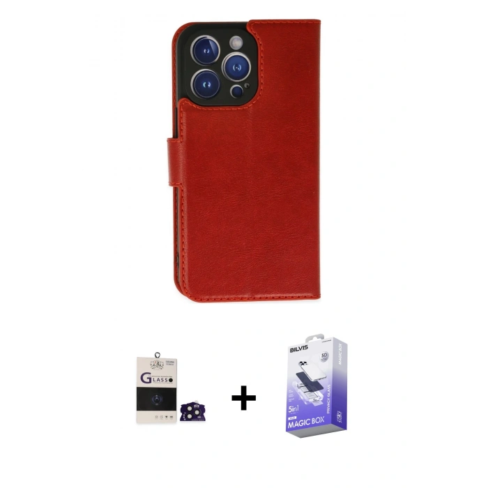 MARSİLYAN™- iPhone 14 Pro Max Kılıf Siluet Işık Serisi - Siyah Bilvis 5in1 5D Magic Hayalet Cam Ekran Koruyucu + Derin Mor Bilvis Titan Kamera Lens
