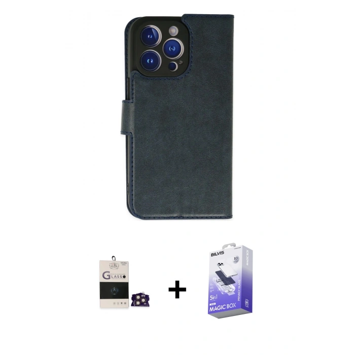 MARSİLYAN™- iPhone 14 Pro Max Kılıf Siluet Işık Serisi - Siyah Bilvis 5in1 5D Magic Hayalet Cam Ekran Koruyucu + Bilvis Titan Kamera Lens - GD