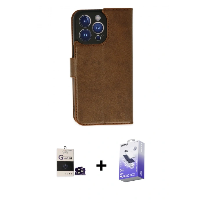 MARSİLYAN™- iPhone 14 Pro Max Kılıf Siluet Işık Serisi - Siyah Bilvis 5in1 5D Magic Hayalet Cam Ekran Koruyucu + Bilvis Titan Kamera Lens - SH