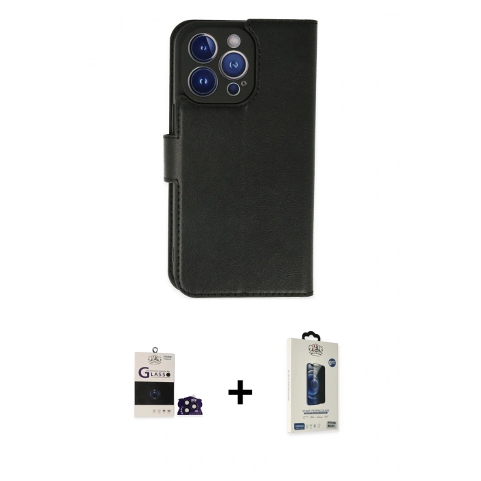 MARSİLYAN™- iPhone 14 Pro Max Kılıf Siluet Işık Serisi - Siyah Bilvis Hayalet Cam Ekran Koruyucu + Bilvis Titan Kamera Lens - DNMR