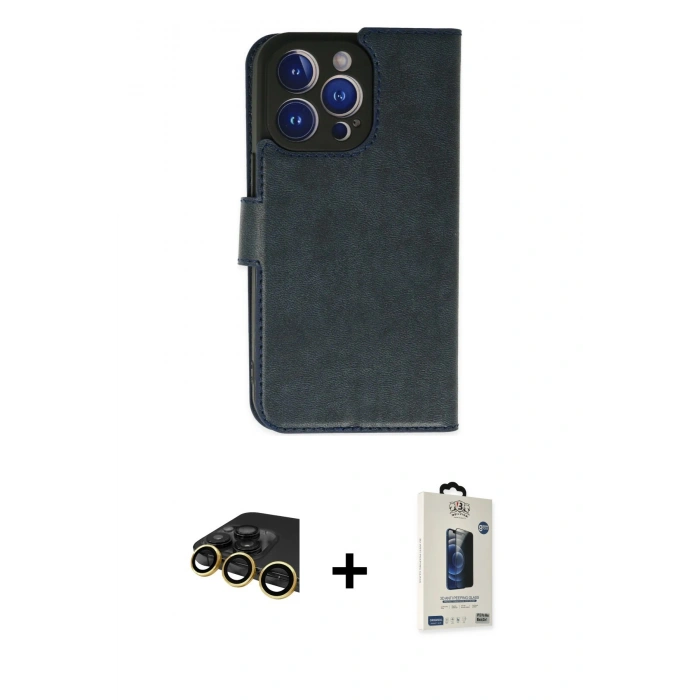 MARSİLYAN™- iPhone 14 Pro Max Kılıf Siluet Işık Serisi - Siyah Bilvis Hayalet Cam Ekran Koruyucu + Raze Metal Kamera Lens - GD