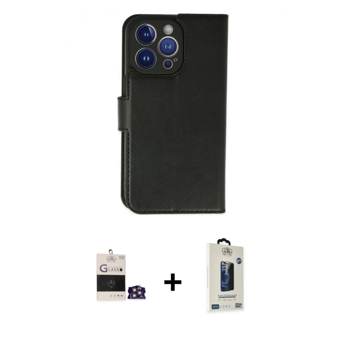MARSİLYAN™- iPhone 14 Pro Max Kılıf Siluet Işık Serisi - Siyah Bilvis Hayalet Cam Ekran Koruyucu + Gümüş Bilvis Titan Kamera Lens