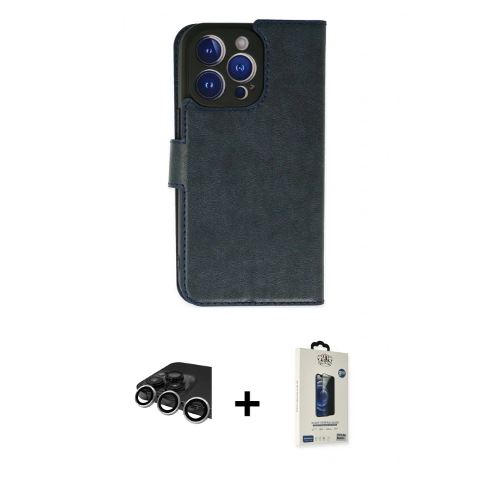 MARSİLYAN™- iPhone 14 Pro Max Kılıf Siluet Işık Serisi - Siyah Bilvis Hayalet Cam Ekran Koruyucu + Raze Metal Kamera Lens - GS