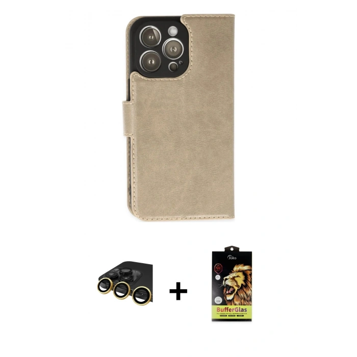 MARSİLYAN™- iPhone 14 Pro Max Kılıf Siluet Işık Serisi - Siyah Buffer Cam Ekran Koruyucu + Raze Metal Kamera Lens - GD