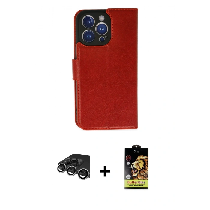 MARSİLYAN™- iPhone 14 Pro Max Kılıf Siluet Işık Serisi - Siyah Buffer Cam Ekran Koruyucu + Raze Metal Kamera Lens - GS