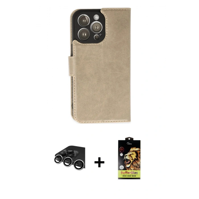 MARSİLYAN™- iPhone 14 Pro Max Kılıf Siluet Işık Serisi - Siyah Buffer Cam Ekran Koruyucu + Raze Metal Kamera Lens - GS