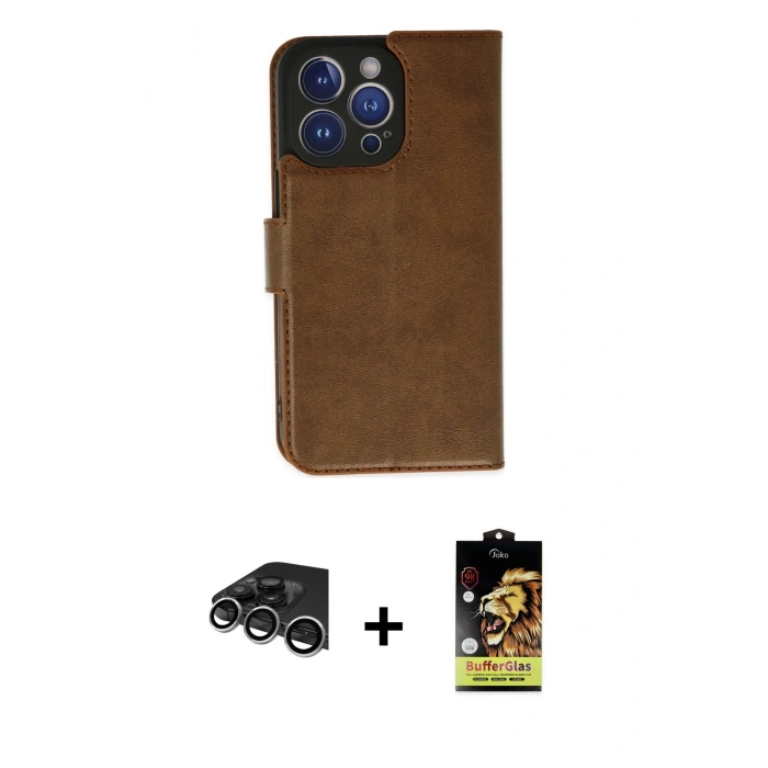 MARSİLYAN™- iPhone 14 Pro Max Kılıf Siluet Işık Serisi - Siyah Buffer Cam Ekran Koruyucu + Raze Metal Kamera Lens - GS