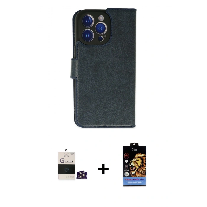 MARSİLYAN™- iPhone 14 Pro Max Kılıf Siluet Işık Serisi - Siyah Buffer Hayalet Cam Ekran Koruyucu + Gold Bilvis Titan Kamera Lens