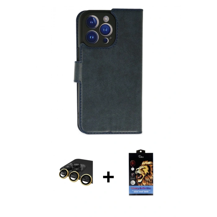 MARSİLYAN™- iPhone 14 Pro Max Kılıf Siluet Işık Serisi - Siyah Buffer Hayalet Cam Ekran Koruyucu + Raze Metal Kamera Lens - GD