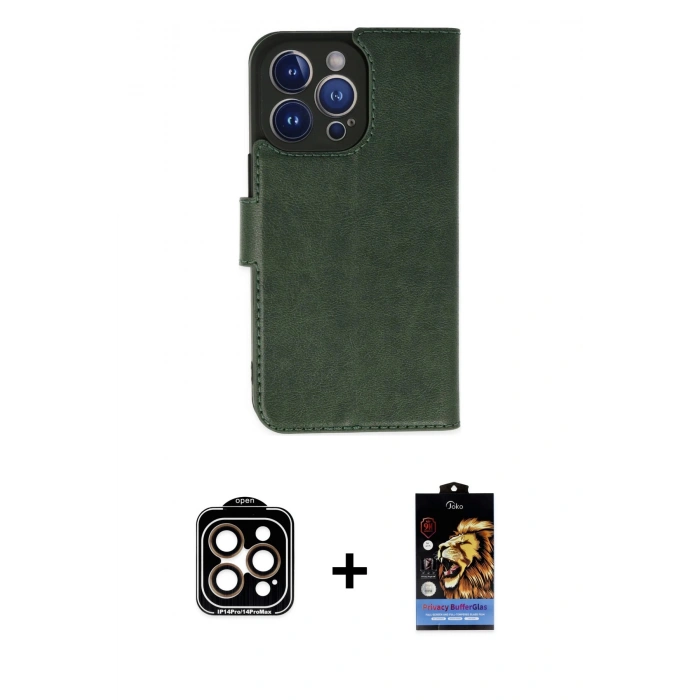 MARSİLYAN™- iPhone 14 Pro Max Kılıf Siluet Işık Serisi - Siyah Buffer Hayalet Cam Ekran Koruyucu + PVD Metal Kamera Lens - TU