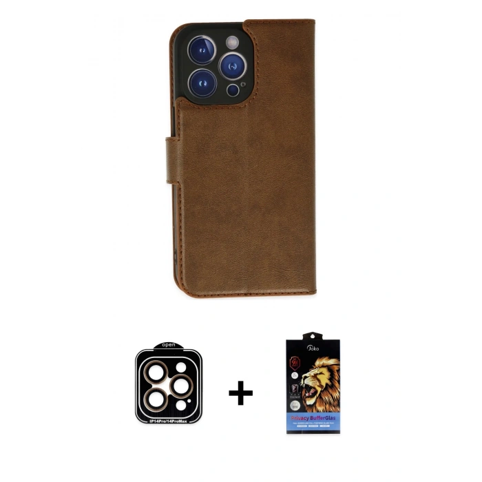 MARSİLYAN™- iPhone 14 Pro Max Kılıf Siluet Işık Serisi - Siyah Buffer Hayalet Cam Ekran Koruyucu + PVD Metal Kamera Lens - TU