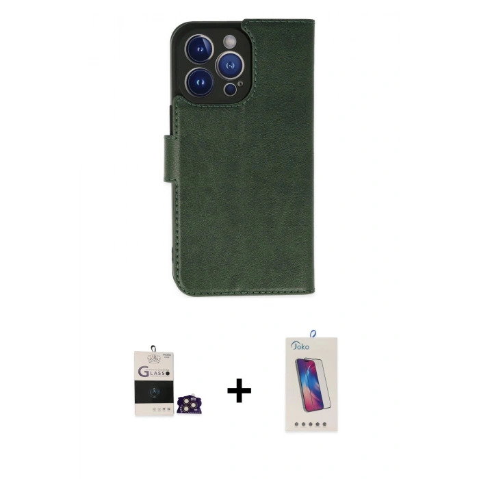 MARSİLYAN™- iPhone 14 Pro Max Kılıf Siluet Işık Serisi - Siyah Joko 5D Cam + Gold Bilvis Titan Kamera Lens