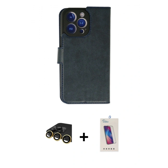 MARSİLYAN™- iPhone 14 Pro Max Kılıf Siluet Işık Serisi - Siyah Joko 5D Cam + Raze Metal Kamera Lens - GD