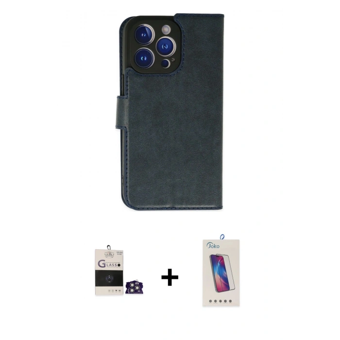 MARSİLYAN™- iPhone 14 Pro Max Kılıf Siluet Işık Serisi - Siyah Joko 5D Cam + Bilvis Titan Kamera Lens - GS