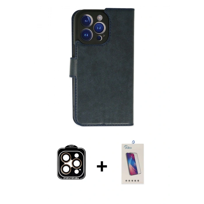 MARSİLYAN™- iPhone 14 Pro Max Kılıf Siluet Işık Serisi - Siyah Joko 5D Cam + PVD Metal Kamera Lens - TU