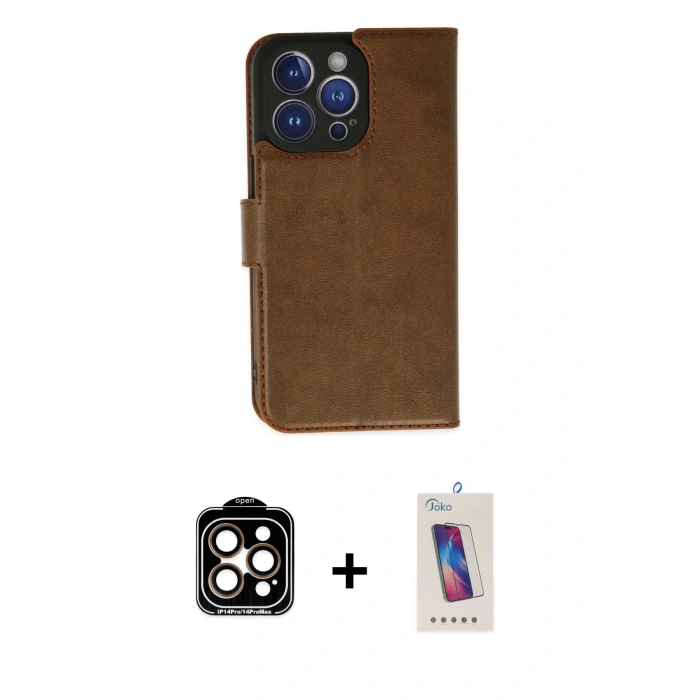 MARSİLYAN™- iPhone 14 Pro Max Kılıf Siluet Işık Serisi - Siyah Joko 5D Cam + PVD Metal Kamera Lens - TU