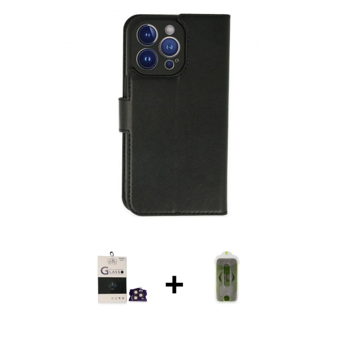 MARSİLYAN™- iPhone 14 Pro Max Kılıf Siluet Işık Serisi - Siyah Joko Magic 5D Hayalet Cam + Bilvis Titan Kamera Lens - GD