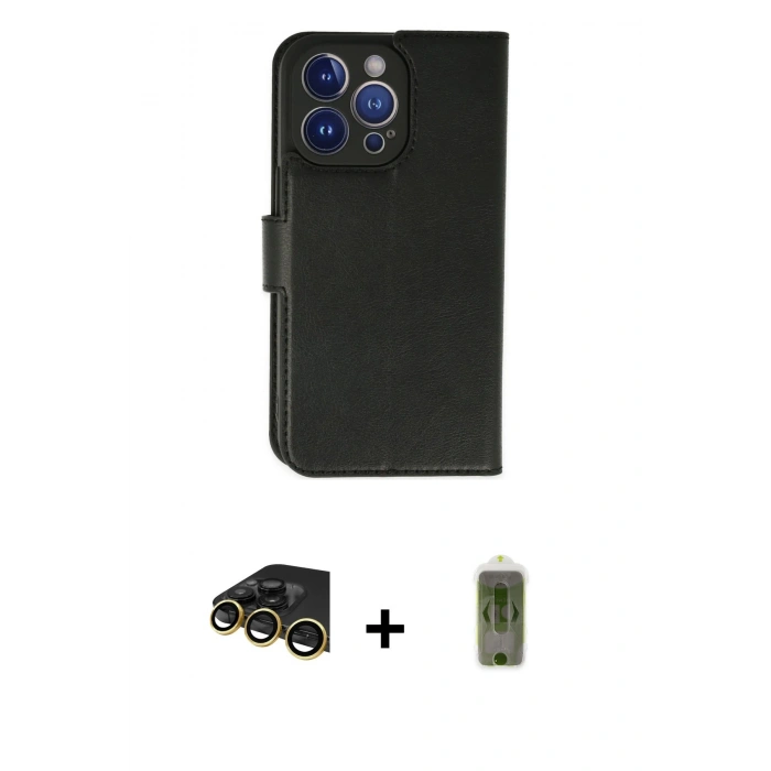 MARSİLYAN™- iPhone 14 Pro Max Kılıf Siluet Işık Serisi - Siyah Joko Magic 5D Hayalet Cam + Raze Metal Kamera Lens - GD
