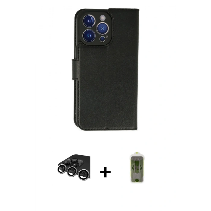 MARSİLYAN™- iPhone 14 Pro Max Kılıf Siluet Işık Serisi - Siyah Joko Magic 5D Hayalet Cam + Raze Metal Kamera Lens - GS