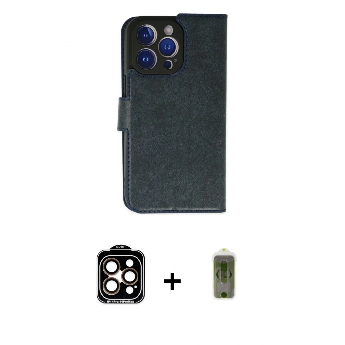MARSİLYAN™- iPhone 14 Pro Max Kılıf Siluet Işık Serisi - Siyah Joko Magic 5D Hayalet Cam + Turuncu PVD Metal Kamera Lens