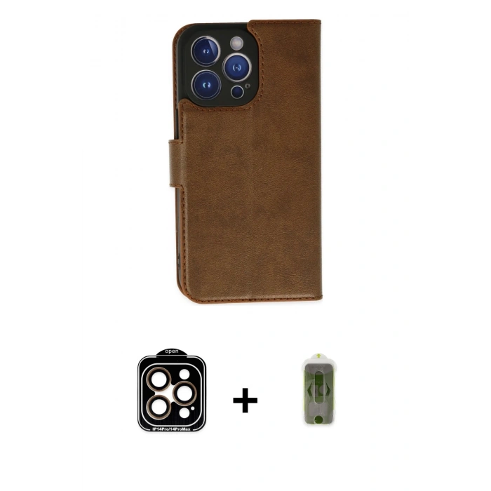 MARSİLYAN™- iPhone 14 Pro Max Kılıf Siluet Işık Serisi - Siyah Joko Magic 5D Hayalet Cam + Turuncu PVD Metal Kamera Lens