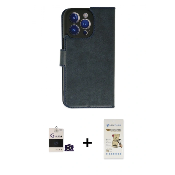 MARSİLYAN™- iPhone 14 Pro Max Kılıf Siluet Işık Serisi - Siyah Mat Seramik Nano Ekran Koruyucu + Bilvis Titan Kamera Lens - DNMR