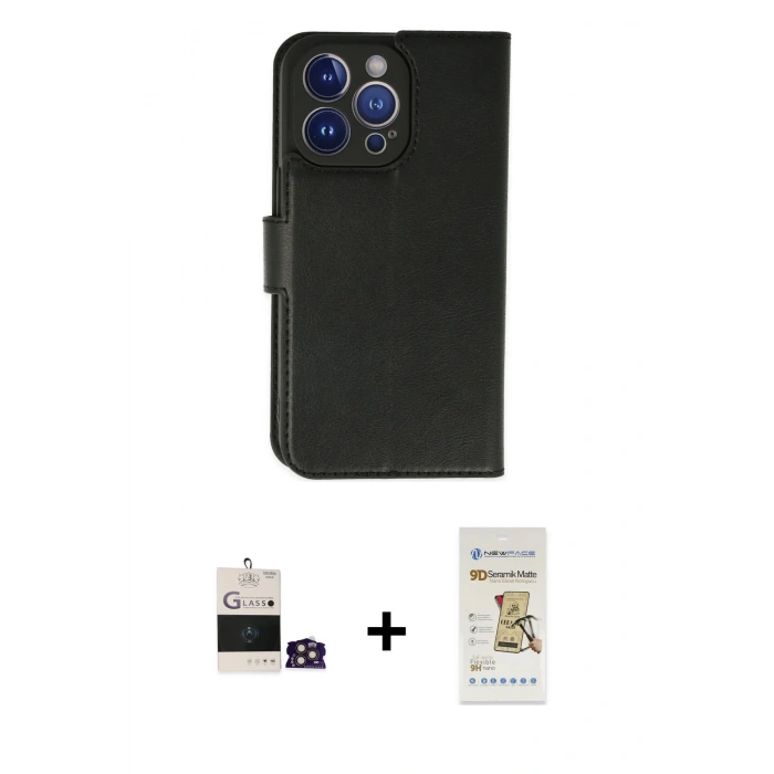 MARSİLYAN™- iPhone 14 Pro Max Kılıf Siluet Işık Serisi - Siyah Mat Seramik Nano Ekran Koruyucu + Bilvis Titan Kamera Lens - GD
