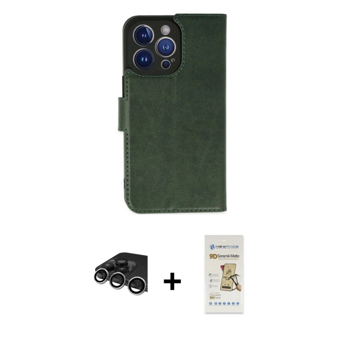 MARSİLYAN™- iPhone 14 Pro Max Kılıf Siluet Işık Serisi - Siyah Mat Seramik Nano Ekran Koruyucu + Raze Metal Kamera Lens - GS