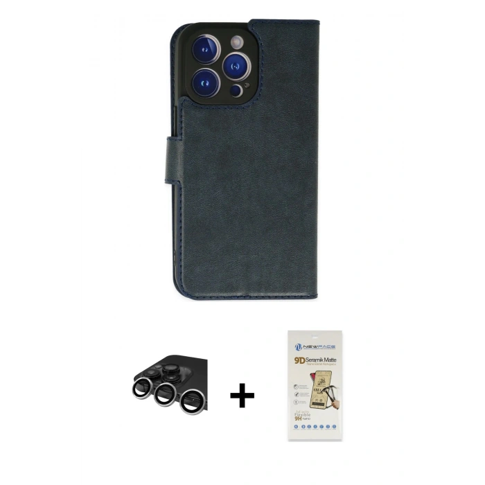 MARSİLYAN™- iPhone 14 Pro Max Kılıf Siluet Işık Serisi - Siyah Mat Seramik Nano Ekran Koruyucu + Raze Metal Kamera Lens - GS