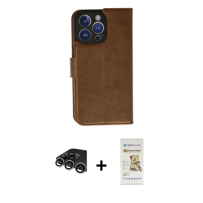 MARSİLYAN™- iPhone 14 Pro Max Kılıf Siluet Işık Serisi - Siyah Mat Seramik Nano Ekran Koruyucu + Raze Metal Kamera Lens - GS