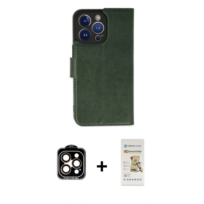 MARSİLYAN™- iPhone 14 Pro Max Kılıf Siluet Işık Serisi - Siyah Mat Seramik Nano Ekran Koruyucu + PVD Metal Kamera Lens - TU