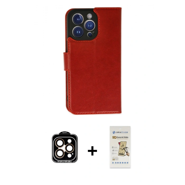 MARSİLYAN™- iPhone 14 Pro Max Kılıf Siluet Işık Serisi - Siyah Mat Seramik Nano Ekran Koruyucu + PVD Metal Kamera Lens - TU