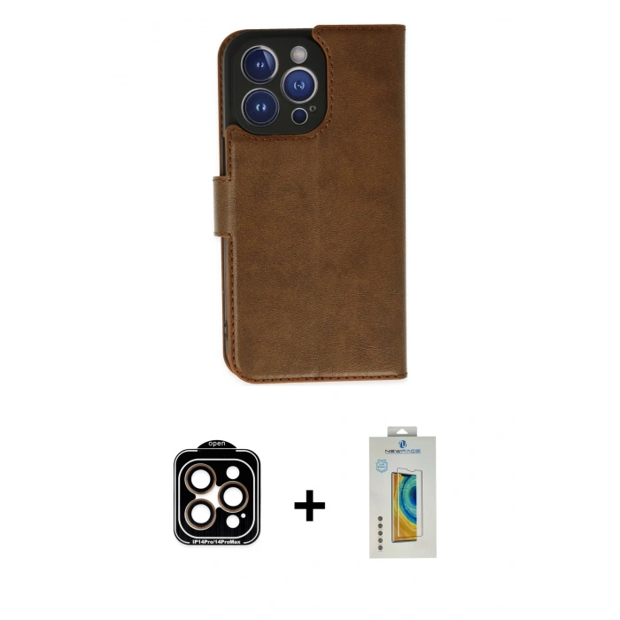 MARSİLYAN™- iPhone 14 Pro Max Kılıf Siluet Işık Serisi - Siyah Polymer Nano Ekran Koruyucu + PVD Metal Kamera Lens - TU