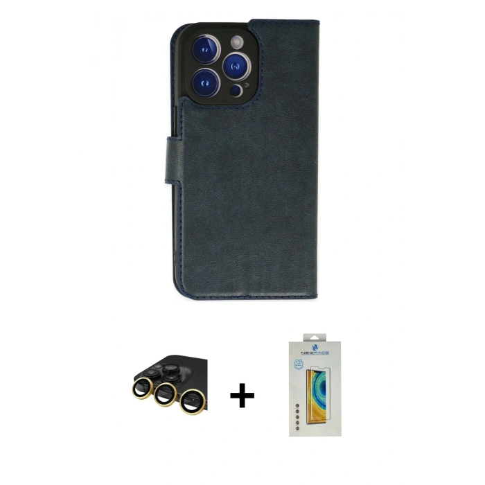MARSİLYAN™- iPhone 14 Pro Max Kılıf Siluet Işık Serisi - Siyah Polymer Nano Ekran Koruyucu + Raze Metal Kamera Lens - GD
