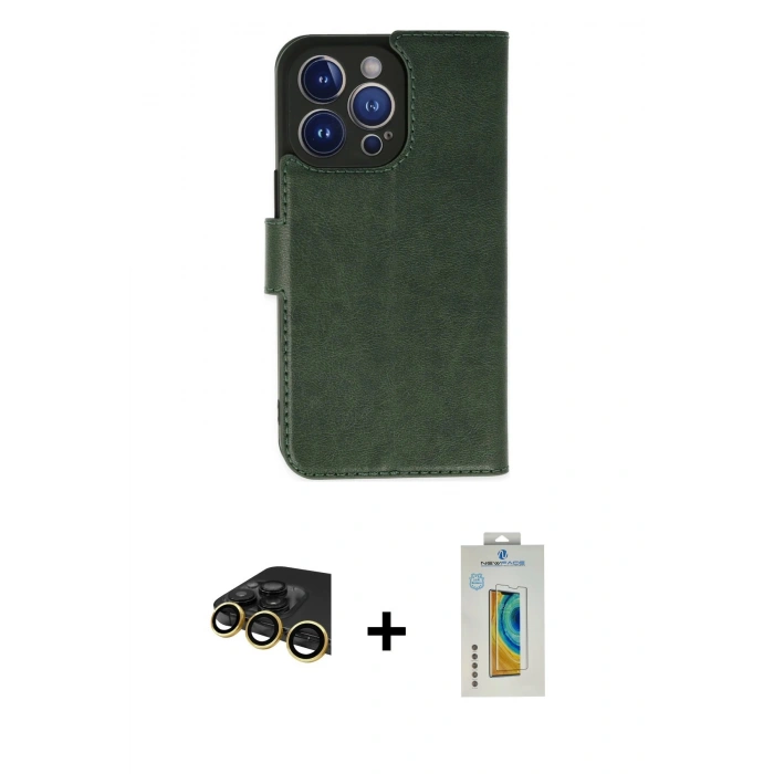 MARSİLYAN™- iPhone 14 Pro Max Kılıf Siluet Işık Serisi - Siyah Polymer Nano Ekran Koruyucu + Raze Metal Kamera Lens - GD