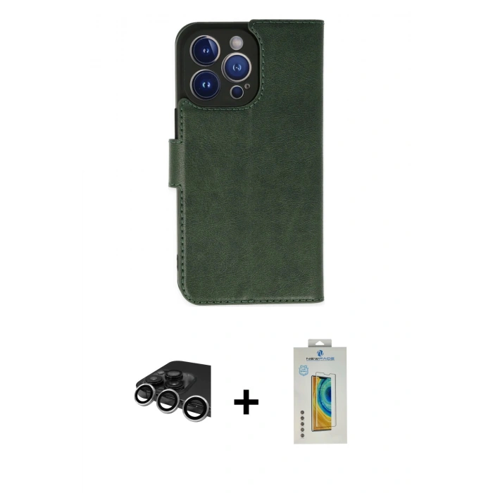MARSİLYAN™- iPhone 14 Pro Max Kılıf Siluet Işık Serisi - Siyah Polymer Nano Ekran Koruyucu + Raze Metal Kamera Lens - GS
