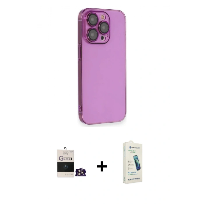 MARSİLYAN™- iPhone 14 Pro Max Kılıf Siluet Minimal Özel Seri - Şeffaf Pasifik Cam Ekran Koruyucu + Bilvis Titan Kamera Lens - GD